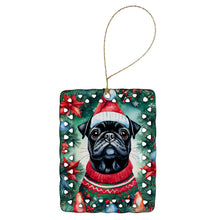Load image into Gallery viewer, Pug Christmas Porcelain Ornament