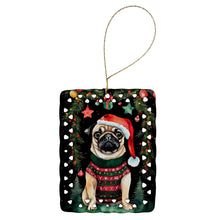 Load image into Gallery viewer, Pug Christmas Porcelain Ornament