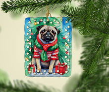 Load image into Gallery viewer, Pug Christmas Porcelain Ornament