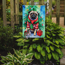 Load image into Gallery viewer, Pug Christmas Garden Flag – Cozy Dog Holiday Decor with Tree &amp; Presents