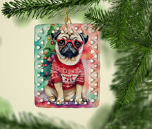 Load image into Gallery viewer, Pug Christmas Porcelain Ornament