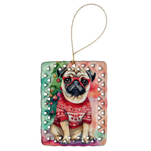Load image into Gallery viewer, Pug Christmas Porcelain Ornament