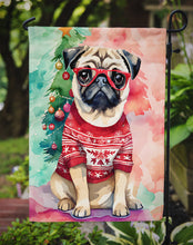 Load image into Gallery viewer, Pug Christmas Garden Flag – Cozy Dog Holiday Decor with Tree &amp; Presents