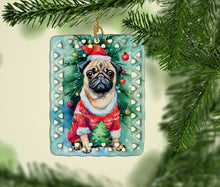 Load image into Gallery viewer, Pug Christmas Porcelain Ornament