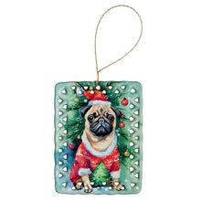 Load image into Gallery viewer, Pug Christmas Porcelain Ornament