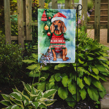 Load image into Gallery viewer, Redbone Coonhound Christmas Garden Flag – Cozy Dog Holiday Decor with Tree &amp; Presents