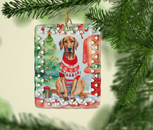 Load image into Gallery viewer, Redbone Coonhound Christmas Porcelain Ornament
