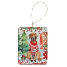 Load image into Gallery viewer, Redbone Coonhound Christmas Porcelain Ornament
