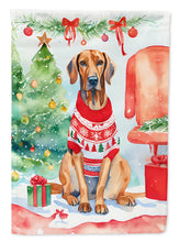 Load image into Gallery viewer, Redbone Coonhound Christmas Garden Flag – Cozy Dog Holiday Decor with Tree &amp; Presents