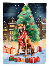 Load image into Gallery viewer, Rhodesian Ridgeback Christmas Garden Flag – Cozy Dog Holiday Decor with Tree &amp; Presents