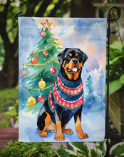 Load image into Gallery viewer, Rottweiler Christmas Garden Flag – Cozy Dog Holiday Decor with Tree &amp; Presents