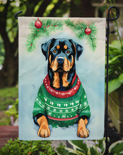 Load image into Gallery viewer, Rottweiler Christmas Garden Flag – Cozy Dog Holiday Decor with Tree &amp; Presents