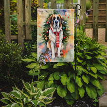 Load image into Gallery viewer, Saint Bernard Christmas Garden Flag – Cozy Dog Holiday Decor with Tree &amp; Presents
