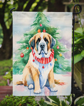 Load image into Gallery viewer, Saint Bernard Christmas Garden Flag – Cozy Dog Holiday Decor with Tree &amp; Presents