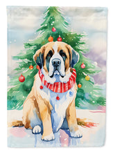 Load image into Gallery viewer, Saint Bernard Christmas Garden Flag – Cozy Dog Holiday Decor with Tree &amp; Presents