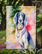 Load image into Gallery viewer, Saluki Christmas Garden Flag – Cozy Dog Holiday Decor with Tree &amp; Presents