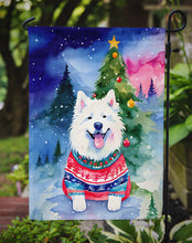 Load image into Gallery viewer, Samoyed Christmas Garden Flag – Cozy Dog Holiday Decor with Tree &amp; Presents