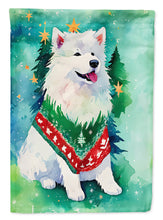 Load image into Gallery viewer, Samoyed Christmas Garden Flag – Cozy Dog Holiday Decor with Tree &amp; Presents