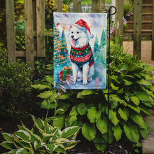 Load image into Gallery viewer, Samoyed Christmas Garden Flag – Cozy Dog Holiday Decor with Tree &amp; Presents