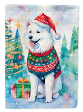 Load image into Gallery viewer, Samoyed Christmas Garden Flag – Cozy Dog Holiday Decor with Tree &amp; Presents