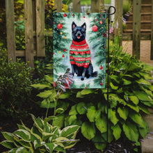 Load image into Gallery viewer, Schipperke Christmas Garden Flag – Cozy Dog Holiday Decor with Tree &amp; Presents