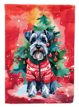 Load image into Gallery viewer, Schnauzer Christmas Garden Flag – Cozy Dog Holiday Decor with Tree &amp; Presents