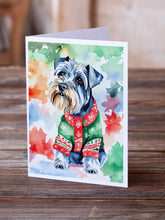 Load image into Gallery viewer, Schnauzer Christmas Greeting Cards - Blank Note Cards – 8-Pack of Artist-Designed Cards with Envelopes