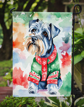 Load image into Gallery viewer, Schnauzer Christmas Garden Flag – Cozy Dog Holiday Decor with Tree &amp; Presents
