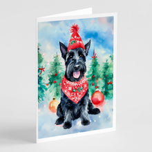 Load image into Gallery viewer, Scottish Terrier Christmas Greeting Cards - Blank Note Cards – 8-Pack of Artist-Designed Cards with Envelopes