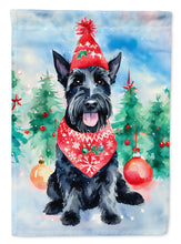Load image into Gallery viewer, Scottish Terrier Christmas Garden Flag – Cozy Dog Holiday Decor with Tree &amp; Presents