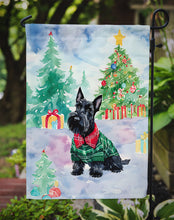 Load image into Gallery viewer, Scottish Terrier Christmas Garden Flag – Cozy Dog Holiday Decor with Tree &amp; Presents