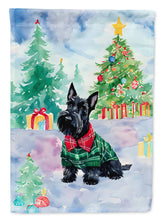 Load image into Gallery viewer, Scottish Terrier Christmas Garden Flag – Cozy Dog Holiday Decor with Tree &amp; Presents