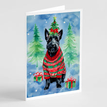 Load image into Gallery viewer, Scottish Terrier Christmas Greeting Cards - Blank Note Cards – 8-Pack of Artist-Designed Cards with Envelopes