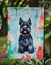 Load image into Gallery viewer, Scottish Terrier Christmas Garden Flag – Cozy Dog Holiday Decor with Tree &amp; Presents