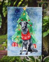 Load image into Gallery viewer, Scottish Deerhound Christmas Garden Flag – Cozy Dog Holiday Decor with Tree &amp; Presents