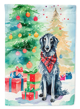 Load image into Gallery viewer, Scottish Deerhound Christmas Garden Flag – Cozy Dog Holiday Decor with Tree &amp; Presents