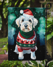 Load image into Gallery viewer, Sealyham Terrier Christmas Garden Flag – Cozy Dog Holiday Decor with Tree &amp; Presents