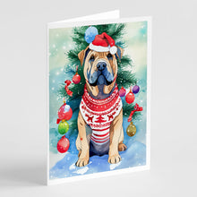 Load image into Gallery viewer, Shar Pei Christmas Greeting Cards - Blank Note Cards – 8-Pack of Artist-Designed Cards with Envelopes