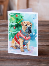 Load image into Gallery viewer, Shar Pei Christmas Greeting Cards - Blank Note Cards – 8-Pack of Artist-Designed Cards with Envelopes