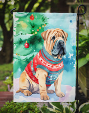 Load image into Gallery viewer, Shar Pei Christmas Garden Flag – Cozy Dog Holiday Decor with Tree &amp; Presents