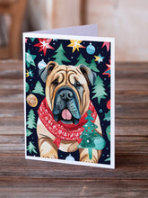 Load image into Gallery viewer, Shar Pei Christmas Greeting Cards - Blank Note Cards – 8-Pack of Artist-Designed Cards with Envelopes