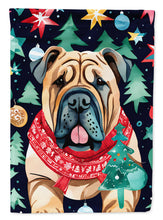 Load image into Gallery viewer, Shar Pei Christmas Garden Flag – Cozy Dog Holiday Decor with Tree &amp; Presents