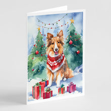 Load image into Gallery viewer, Sheltie Christmas Greeting Cards - Blank Note Cards – 8-Pack of Artist-Designed Cards with Envelopes