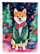 Load image into Gallery viewer, Shiba Inu Christmas Garden Flag – Cozy Dog Holiday Decor with Tree &amp; Presents