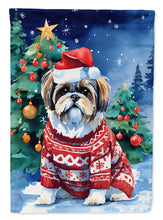 Load image into Gallery viewer, Shih Tzu Christmas Garden Flag – Cozy Dog Holiday Decor with Tree &amp; Presents