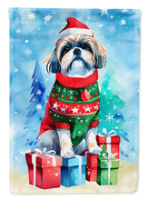 Load image into Gallery viewer, Shih Tzu Christmas Garden Flag – Cozy Dog Holiday Decor with Tree &amp; Presents