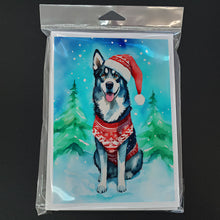 Load image into Gallery viewer, Siberian Husky Christmas Greeting Cards - Blank Note Cards – 8-Pack of Artist-Designed Cards with Envelopes
