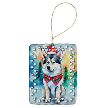 Load image into Gallery viewer, Siberian Husky Christmas Porcelain Ornament