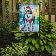 Load image into Gallery viewer, Siberian Husky Christmas Garden Flag – Cozy Dog Holiday Decor with Tree &amp; Presents