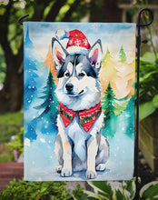 Load image into Gallery viewer, Siberian Husky Christmas Garden Flag – Cozy Dog Holiday Decor with Tree &amp; Presents